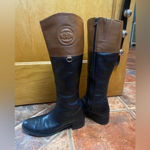 Etienne Aigner Chastity Black/Brown zip heeled Riding boot